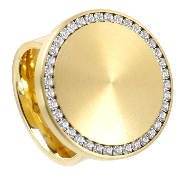 Ring Disque 25 mm PVD Gold Zirkonia