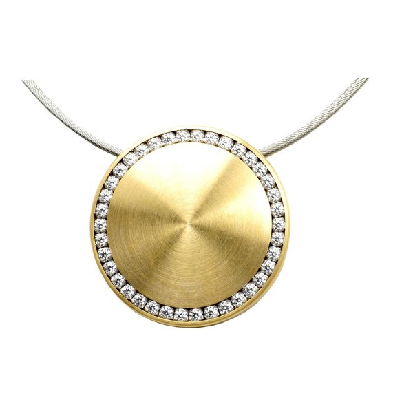Collier Disque PVD Gold 25 mm - Zirkonia