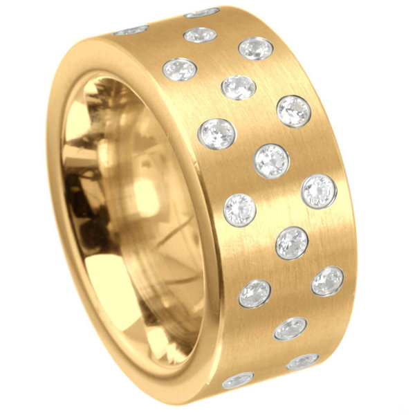 Ring Stars 10 mm - PVD Gold matt - Zirkonia
