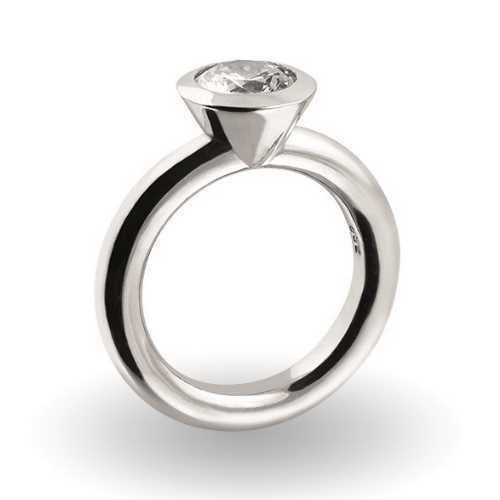 Solitaire Ring 925/- Silber - Zirkonia 8 mm