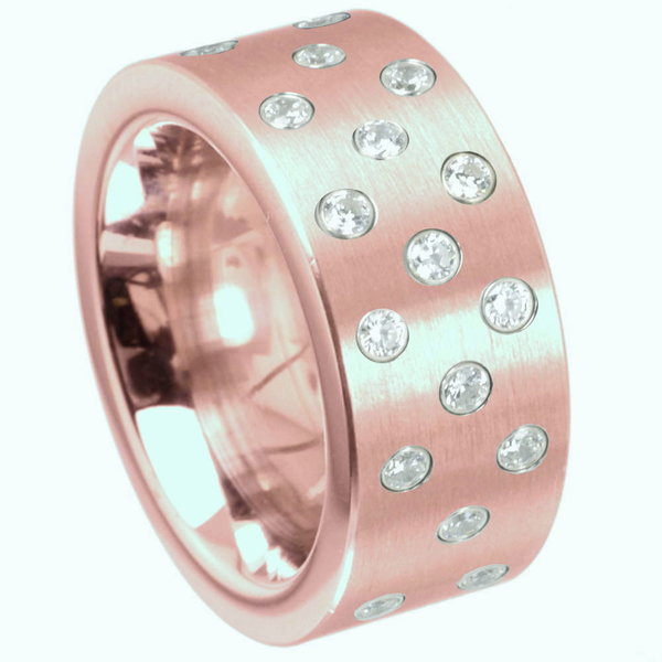 Ring Stars 10 mm - Rosé vergoldet matt - Zirkonia