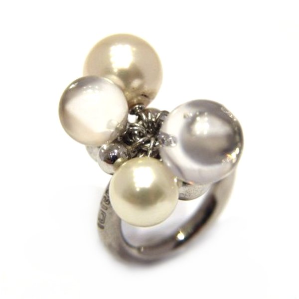 N:JOI | Ring | Funny Balls | White Pearl