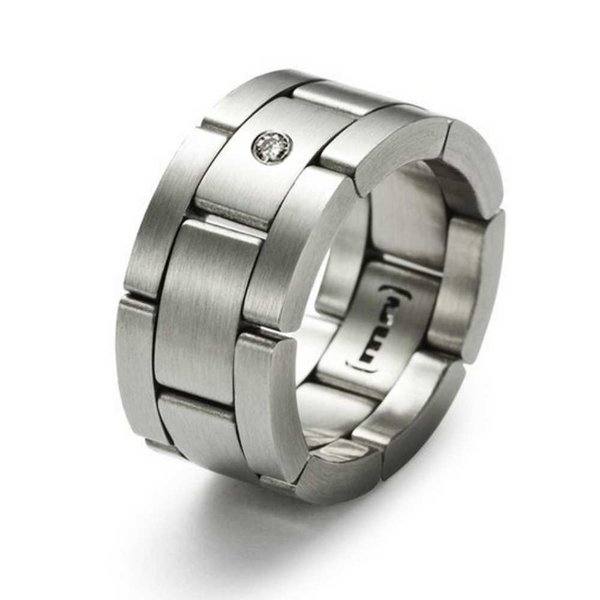 Exclusiver Glieder-Ring - Diamant 0,04 ct. - 10 mm - Edelstahl