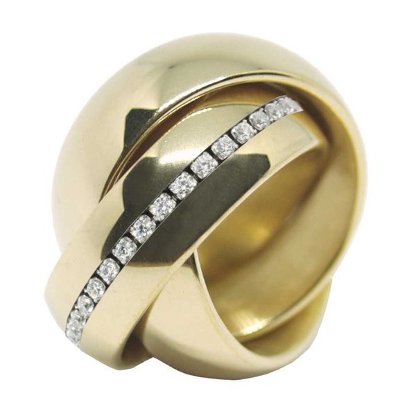 Eyecatcher Ring - Trilogie 3er Spielring - 8 mm - Gold plattiert - SWAROVSKI Gems™