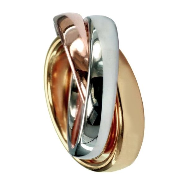 kadó | Ring | Trilogie | 3er Ring | Edelstahl | Goldplattiert | Tricolor | 6 mm