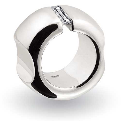 Ultimate Eyecatcher Ring - 925/000 Silber - Bandring 15 mm - Baguette Zirkonia