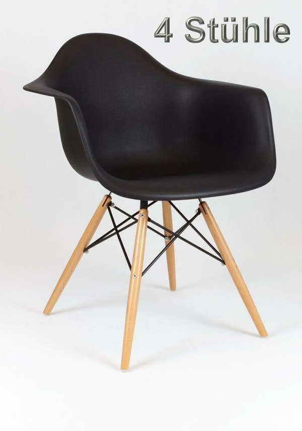 Schalenstühle - Esszimmerstühle - Scandinavian Design - 4er Set schwarz