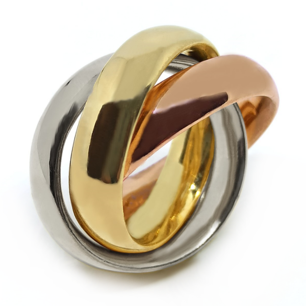 GEMP | Eyecatcher Ring | 925/000 Silber | Goldplattiert | Tricolor | 6,8 mm | NEUES MODELL