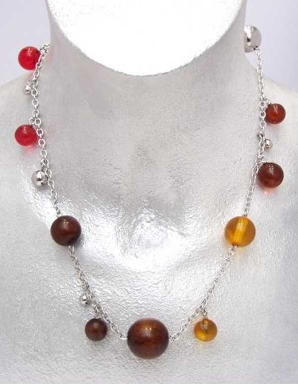 N:JOI | Collier | Funny Balls | 925/000 Silber | Wood