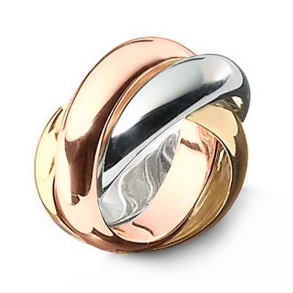 GEMP | Eyecatcher Ring | 925/000 Silber | Goldplattiert | 3er Spielring | 5,8 mm