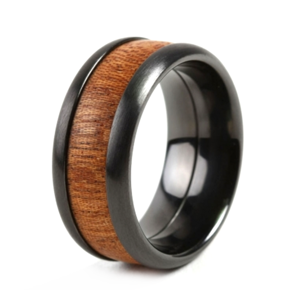 kadó | Ring | Wooden | Edelstahl | PVD Black | Mahagoni | 10 mm